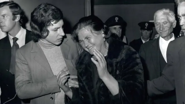 Maria Minichiello cries outside court in 1971