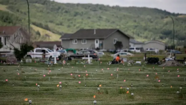 باحة المدرسة التي عثر فيها على قبور مئات الأطفال من ابناء السكان الأصليين