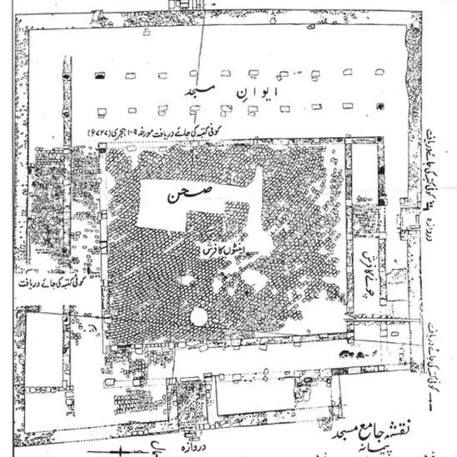 بھنبور سے دریافت ہونے والی جامع مسجد کا خاکہ