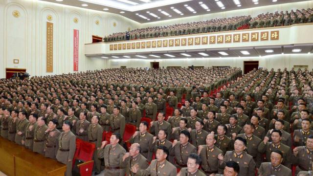 The DPRK army and people vow a sacred war against the U.S. during an anti-U.S. rally, in this undated photo released by North Korea"s Korean Central News Agency (KCNA) in Pyongyang September 22, 2017.
