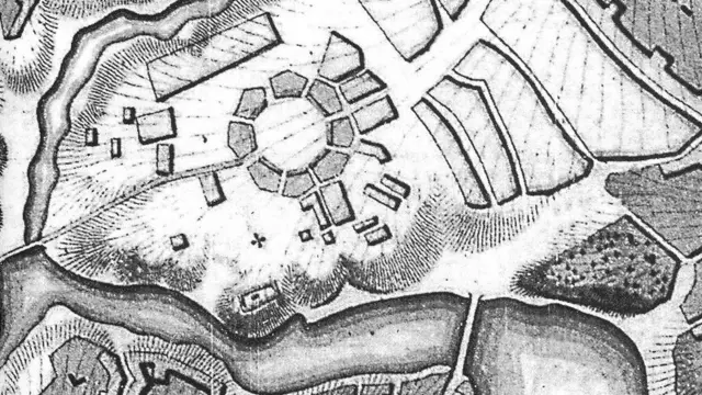 Корець. Ринкова площа в структурі старого міста. Фрагмент фіксаційного плану міста. 1822 р.