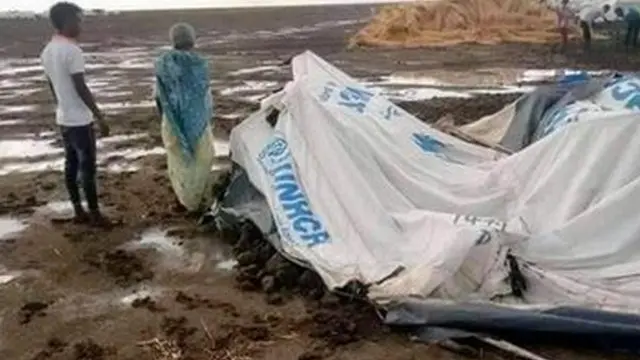 ካብ ትግራይ ዝተመዛበሉ ዝነብሩሉ መዓስከር ተነድባ ብሓያል ዝናብ ዓንዩ