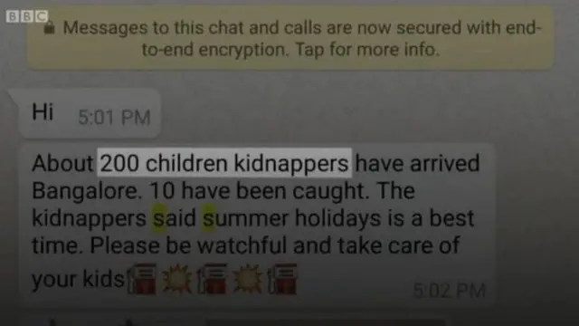 ছেলেধরা সংক্রান্ত এধরনের খবরাখবর ভারতে খুব দ্রুত ছড়িয়ে পড়ে।