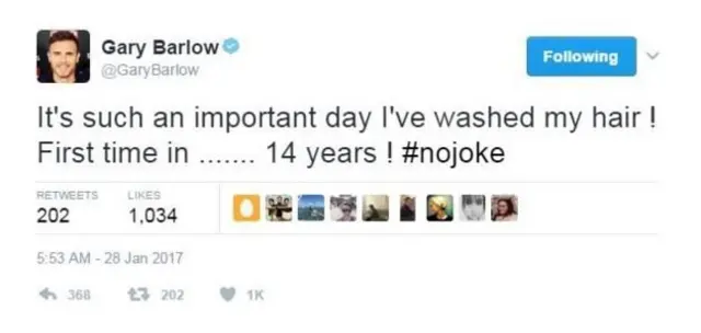 ทวีตของแกรี่ บาร์โลว์