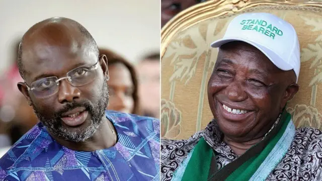 Labada nin ee ku loolamaya doorasahda madaxtinimada Liberia midig: Joseph Boakai iyo bidix: George Weah