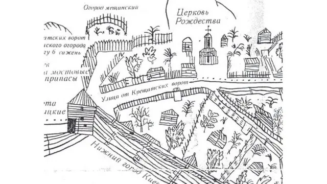 Фрагмент плану Києва, 1695 рік