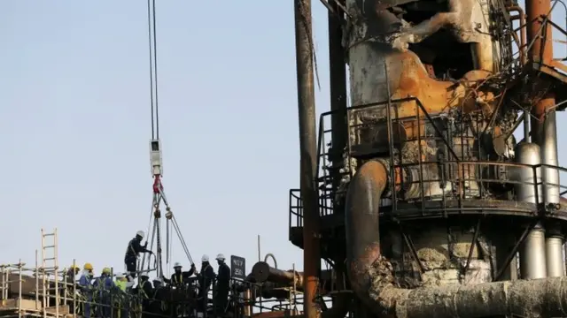 Damaged oil facilities at Abqaiq in Saudi Arabia