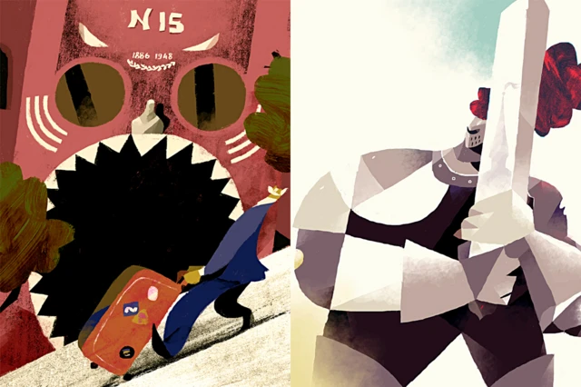 Будинок барона Гессельбейна на вулиці Городецького (Л) і будинок Підгорського на Ярославовому Валу (П)