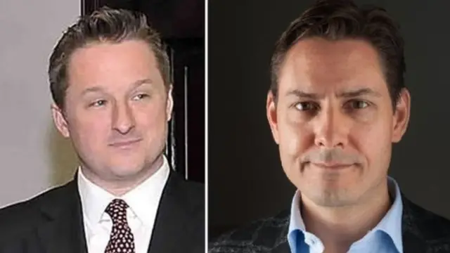 மைக்கேல் ஸ்பாவர் (இடது) மற்றும் மைக்கேல் கோவ்ரிக் கடந்த ஆண்டு டிசம்பர் மாதம் சீனாவால் கைதுசெய்யப்பட்டனர்.