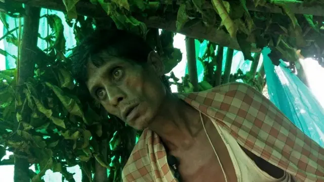 చెట్టుపై ఏర్పాటు చేసుకున్న తాత్కాలిక ఆవాసంలో జయకృష్ణ మహంతో