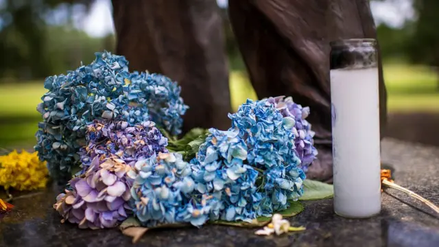 Flores y una vela en Carolina del Sur.