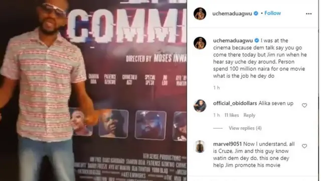 Uche Maduagwu post about Jim Iyke for Instagram