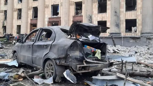 destroyed car
