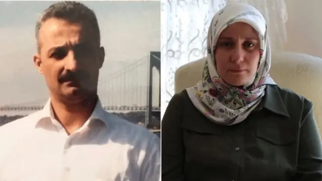 นางเอมีน ออซเบน (ขวา) หวังว่าสามี (ซ้าย) จะยังมีชีวิตอยู่