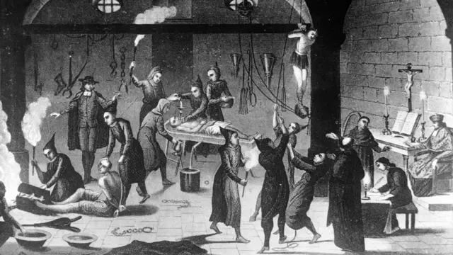 Una ilustración de verdugos de la Santa Inquisición