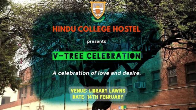 A poster for the V-Tree celebration done by the Hindu College Hostel