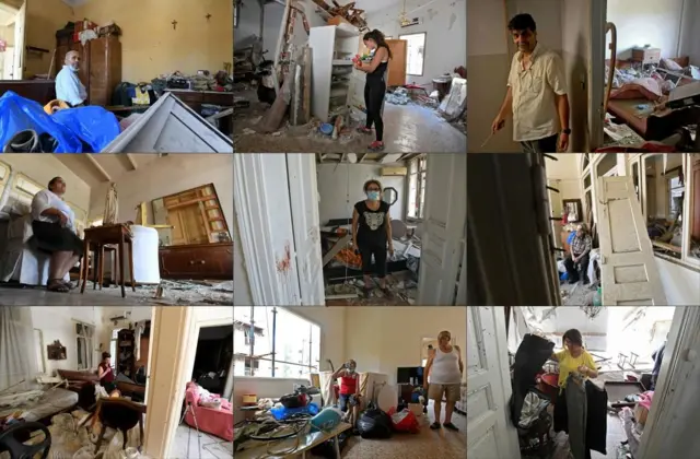 صورة للبيوت التي عصف بها التفجير في بيروت