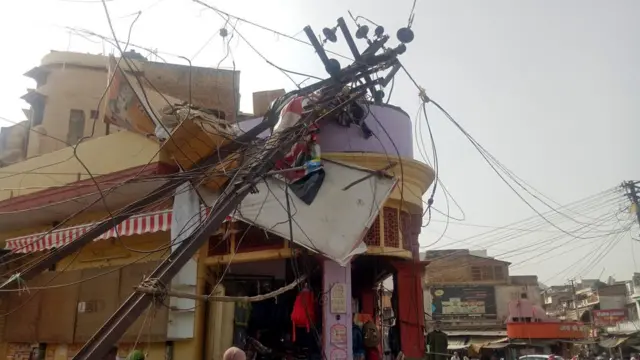 Electricity pole brought down by storm