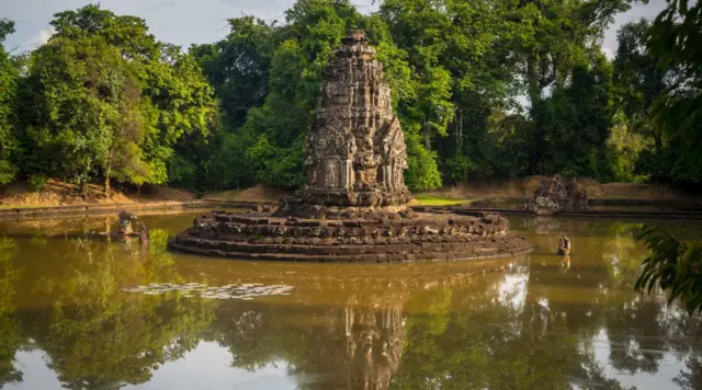 Temple in the middle of a lake in Angkor