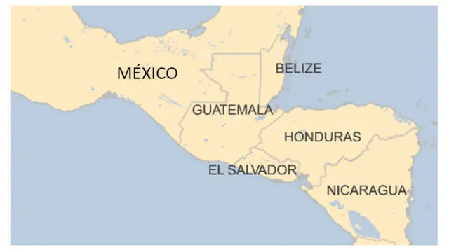Mapa de México, Guatemala, Belize, Honduras, El Salvador y Nicaragua