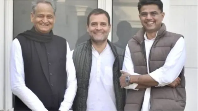 અશોક ગહલોત, રાહુલ ગાંધી અને સચીન પાયલટ