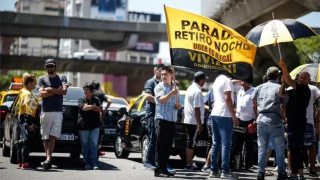 Una protesta contra Uber en Buenos Aires