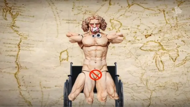 El canal Ren TV, pro Kremlin, transmitió una ilustración del "ideal de hombre moderno" para convertirse en presidente de EE.UU. (Foto: Ren TV).