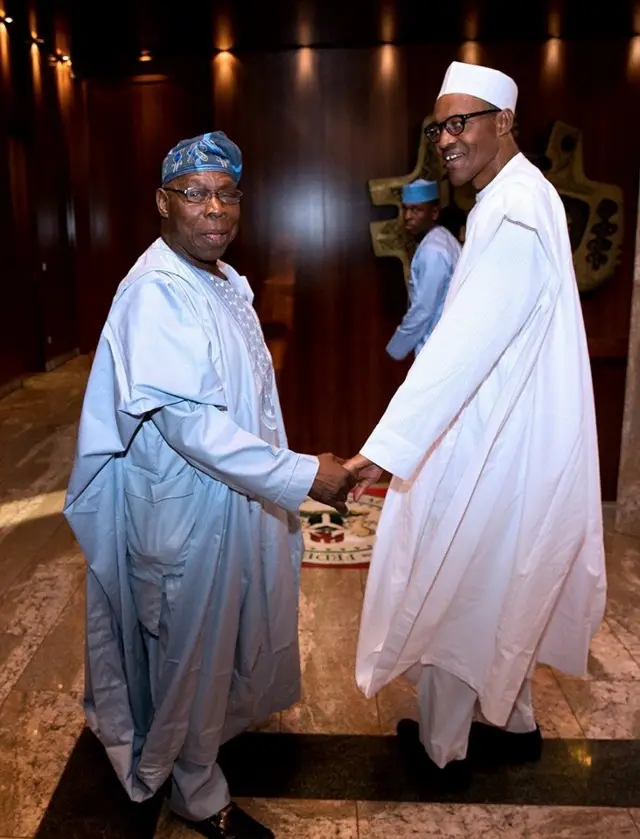 Aarẹ Muhammadu Buhari ati Oloye Olsegun Obasanjo