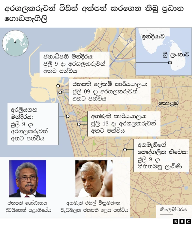 Buildings taken by the protestors