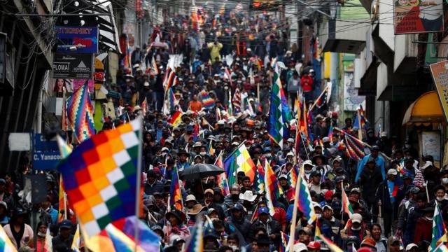 Protesto de apoiadores de Evo Morales em La Paz