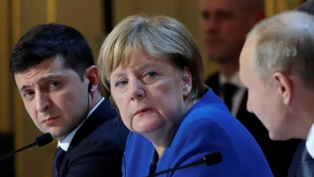 Зеленський, Путін, Меркель