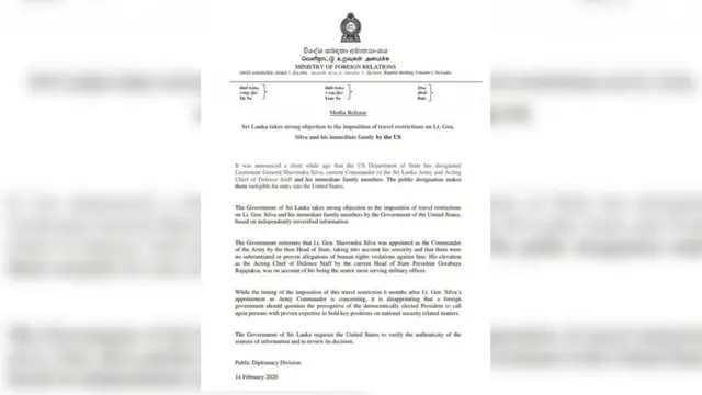 இலங்கை இராணுவ தளபதி அமெரிக்காவில் நுழைய தடை - என்ன காரணம்?