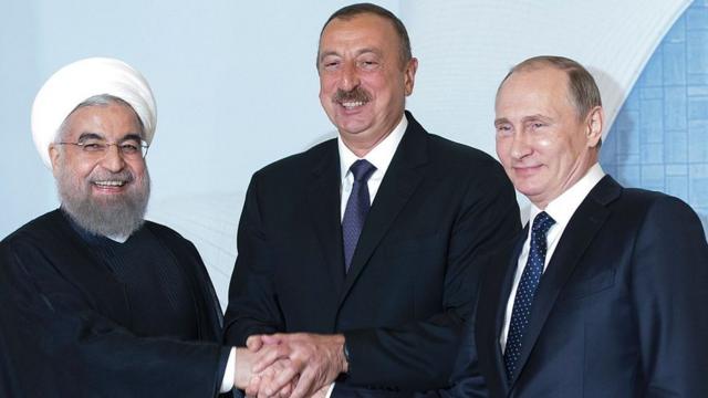 Həsən Ruhani, İlham Əliyev, Vladimir Putin