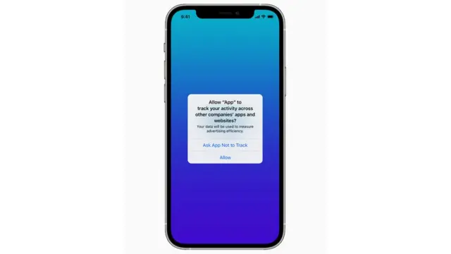 An App Tracking Transparency pop up asking for tracking permissions