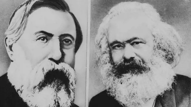 फ़्रेडरिक एंगिल्स (बाएं) और कार्ल मार्क्स