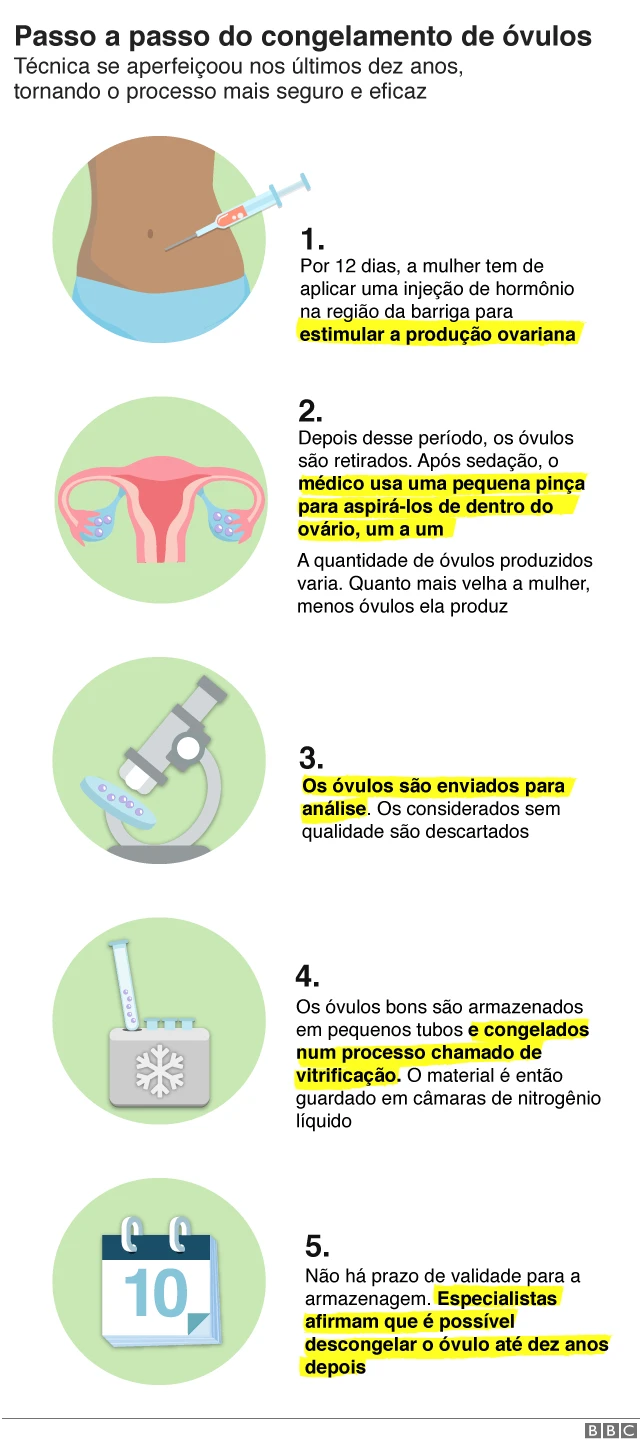 Infográfico com o passo a passo do congelamentoestrela bet pagaóvulos