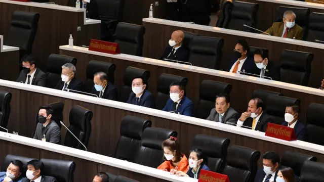 สำนักงานเลขาธิการสภาจัดที่นั่งให้พรรคเศรษฐกิจไทยอยู่ข้าง ๆ พรรคพลังประชารัฐ ระหว่างการประชุมสภาเมื่อ 8 ก.พ.