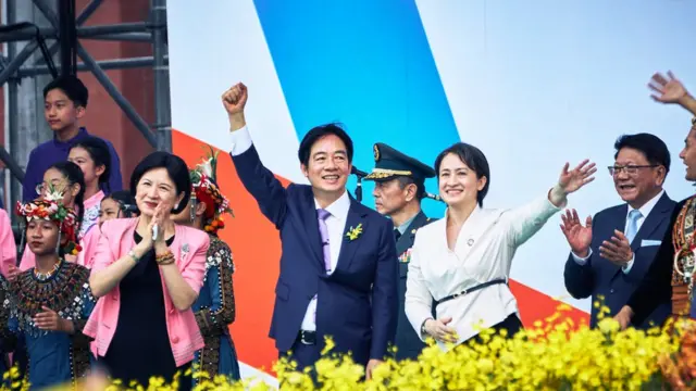 2024年5月20日星期一，台湾总统赖清德及副总统萧美琴在台北总统府举行的就职典礼上。