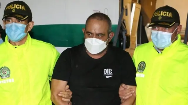 Colombian drug lord Otoniel pictured after his arrest