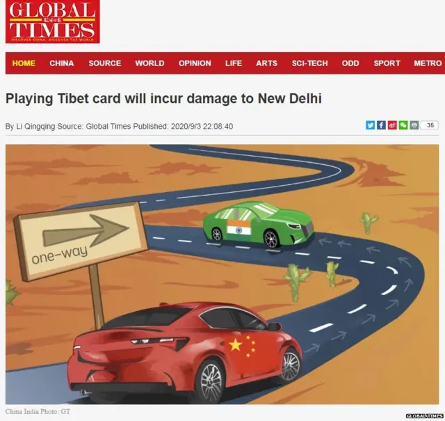 तिब्बत पर ग्लोबल टाइम्स अख़बार में लेख