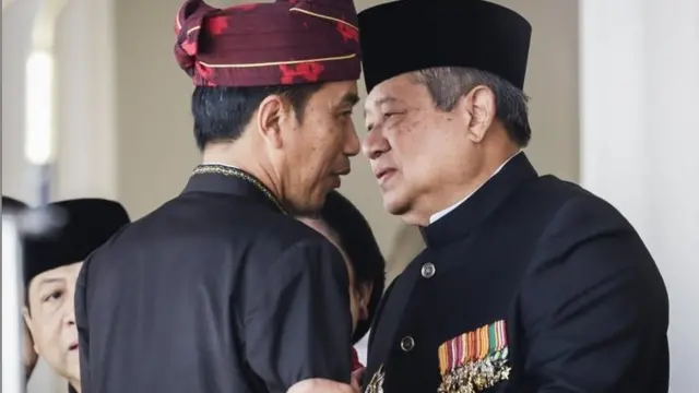 SBY menghadiri upacara 17 Agustus bersama Ibu Ani Yudhoyono setelah dua tahun absen.