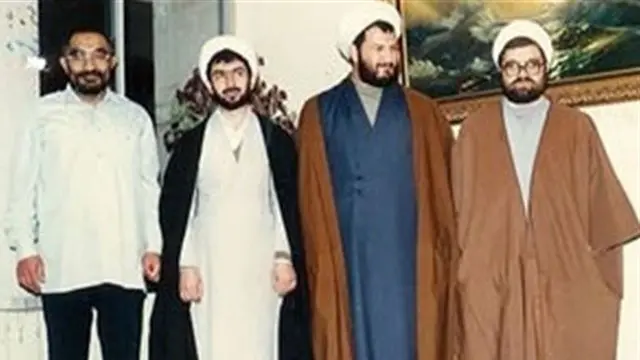 از چپ به راست اسدالله لاجوردی، حسینعلی نیری و علی رازینی