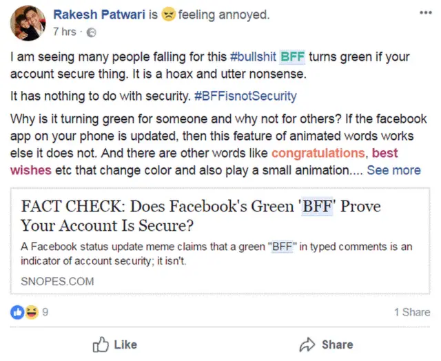 ફેસબુક પોસ્ટ.