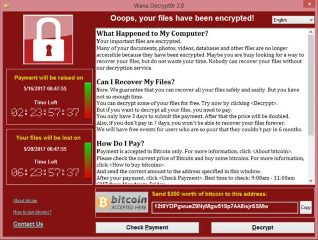 Tampilan Wannacry
