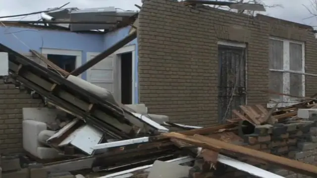 A house severely damaged by a tornado in Mississippi on 21 January 2017