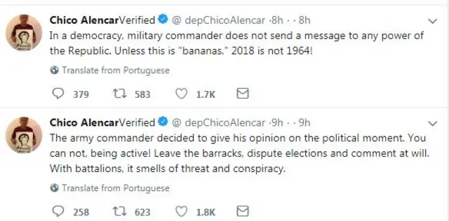 Milletvekili Chico Alencar'ın mesajı