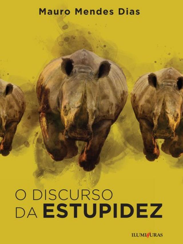 Capa de livro com 3 rinocerontes retratados