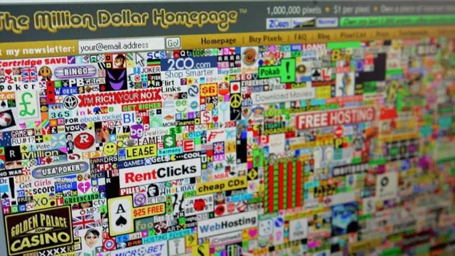 Una captura de pantalla de la Página del Millón de Dólares