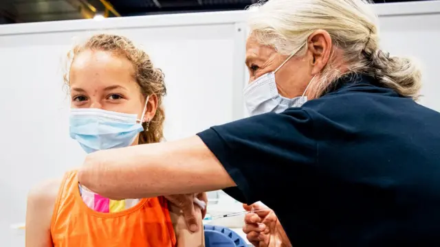 Child being vaccinated in the Netherlands