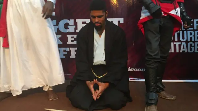 A samurai on his knees
